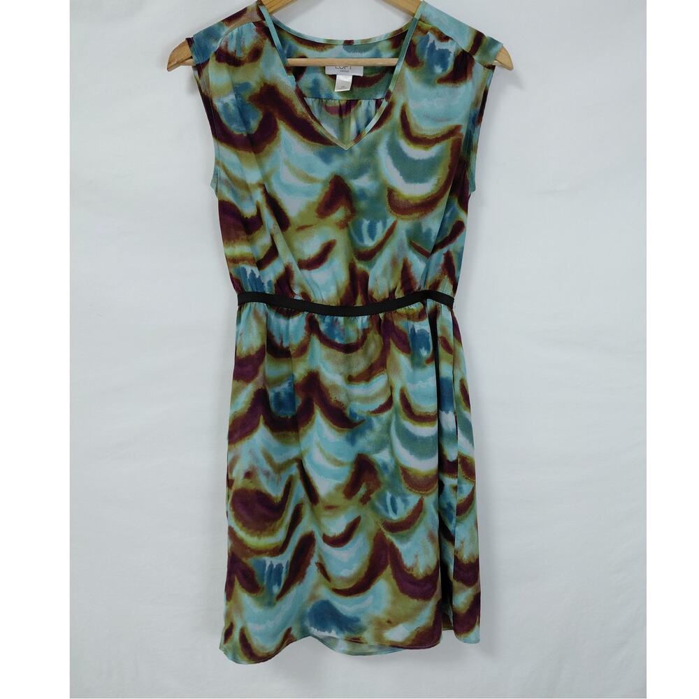 ANN TAYLOR LOFT petites Abstract Print Dress Sleeveless V-Neck Women Size 2P